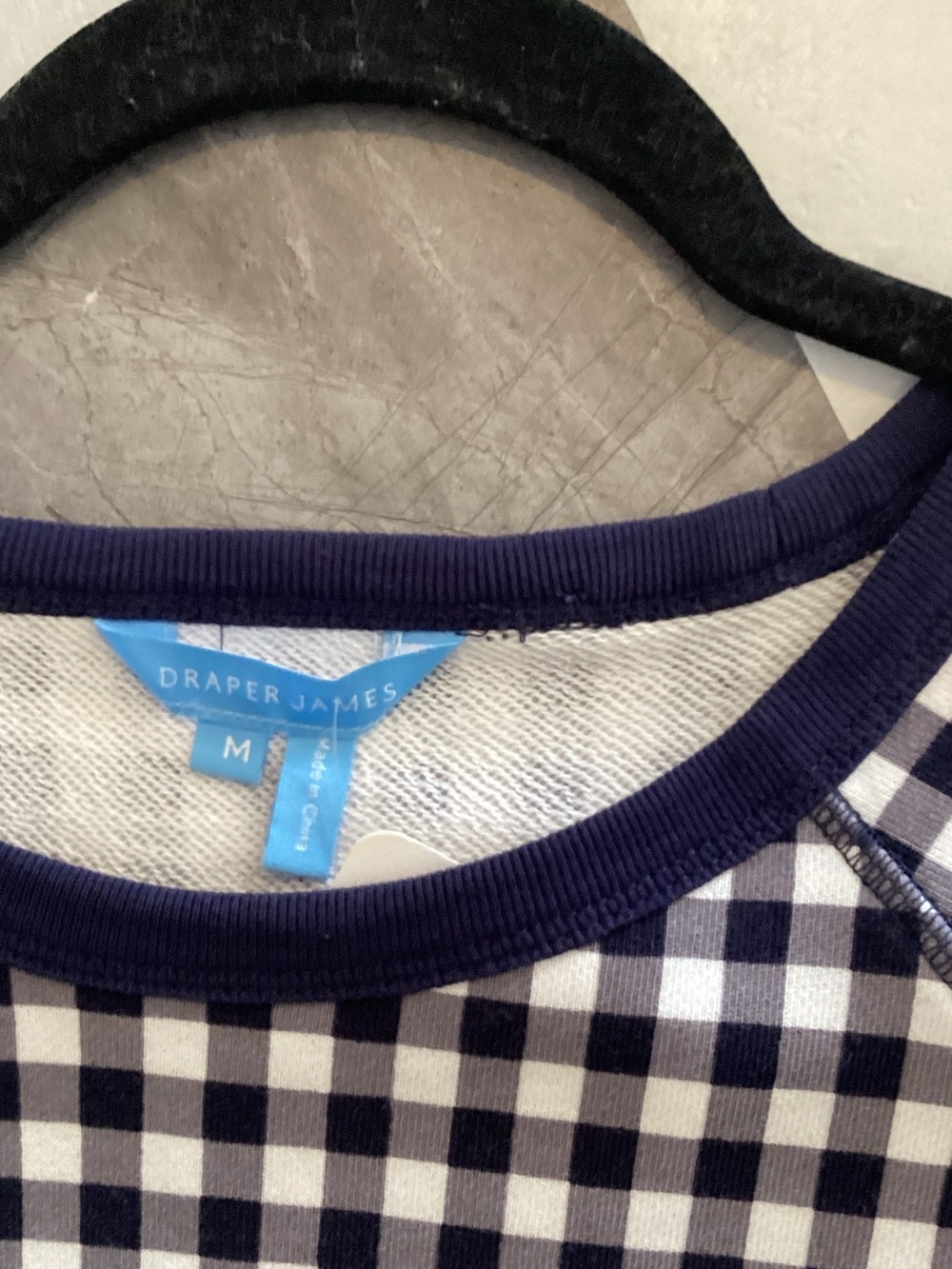 074Draper James Navy and White Gingham Crewneck - Picture 2 of 5